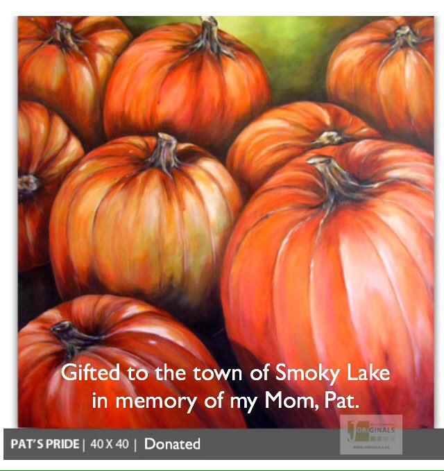 Joriginals1's tweet photo. Missed #smokylake #PumpkinFair16 last couple yrs, but gifted the town a painting honoring my Mom, her home, the pride of SL &amp; @SLpumpkinfair https://t.co/jWqUizdaRN