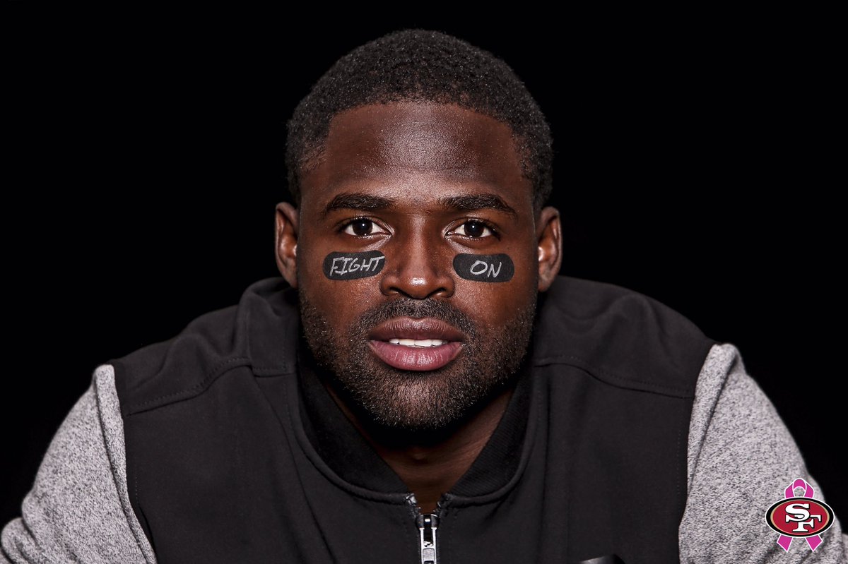 49ers's tweet image. October is Breast Cancer Awareness Month. #49ers to share messages of support all month. First up: @elguapo &amp;amp; @TorreySmithWR. #MoreThanPink