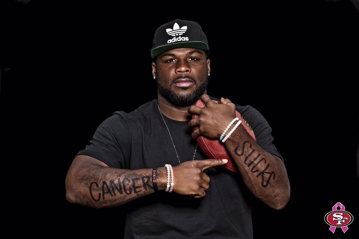 49ers's tweet image. October is Breast Cancer Awareness Month. #49ers to share messages of support all month. First up: @elguapo &amp;amp; @TorreySmithWR. #MoreThanPink