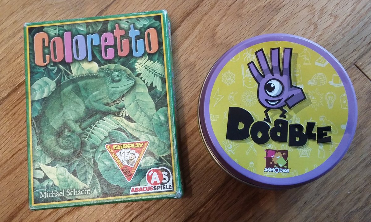 game_shelf's tweet photo. Very happy with our two small #carbootsale pickups today. #Dobble #Coloretto #bargain https://t.co/5BcZl17yTi