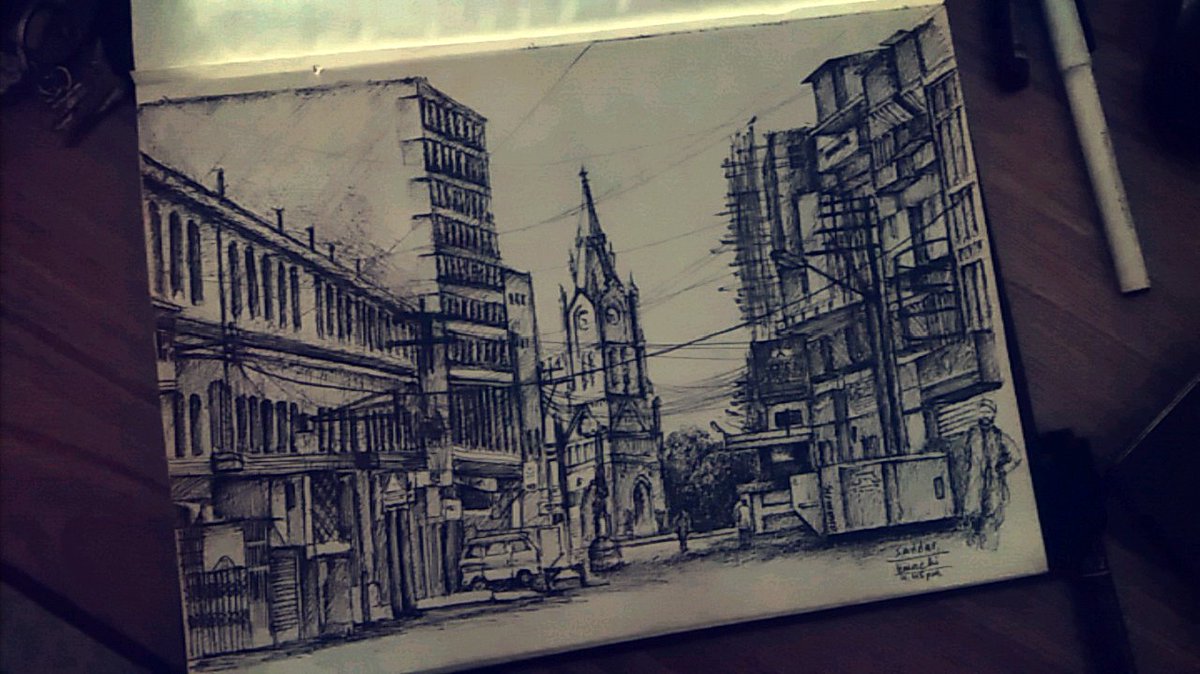 AnamShakilKhan's tweet photo. #pointeronpaper #sketching #drawing #journaling #artbookchallenge #art #artist #art21 #saddar #Karachi #Pakistan #empressmarket #tower #arts https://t.co/BOUzCekIoN