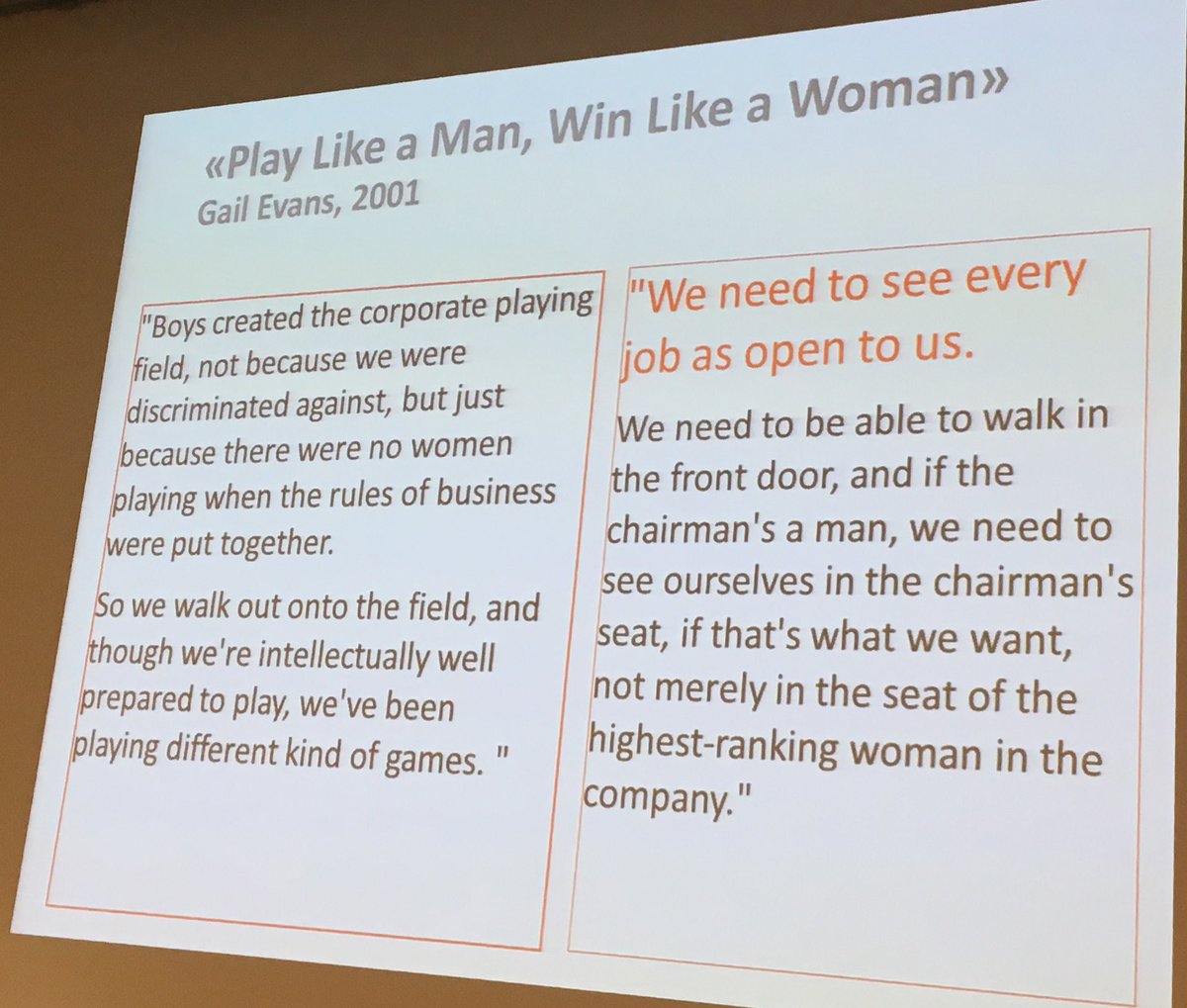 <a href="/mrsthink/">Monique R. Siegel</a> play like a man, win like a woman <a href="/Gailevans/">Gail Evans</a> #bpwzurich16 @BPWI