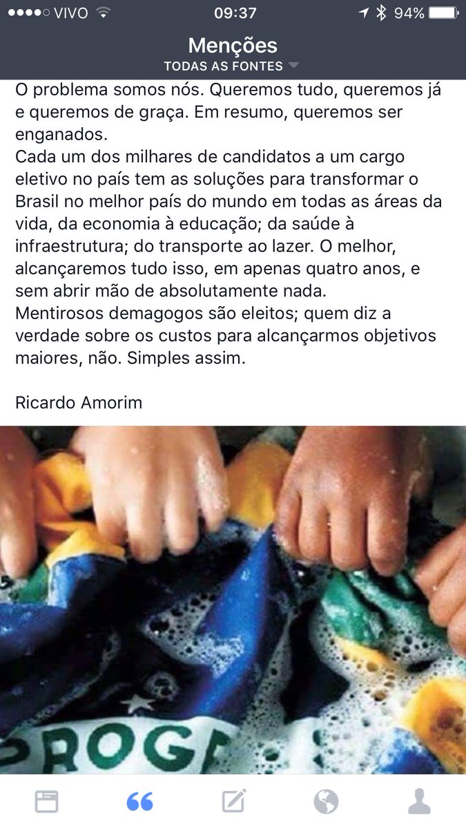 Ricamconsult's tweet photo. Citação do meu livro Depois da Tempestade. Pense nisso antes de votar hoje. #depoisdatempestade https://t.co/YMyzUA36ud