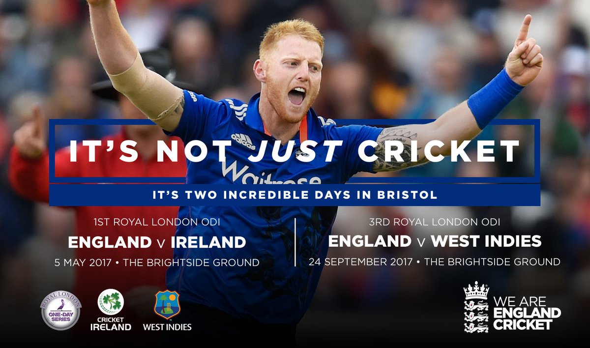 Gloscricket's tweet photo. 8 DAYS: Tickets to watch @englandcricket in Bristol in 2017, on general sale Monday 10 October! #TicketCountdown - https://t.co/kMSJokJJsI https://t.co/5F5QrCk4yr