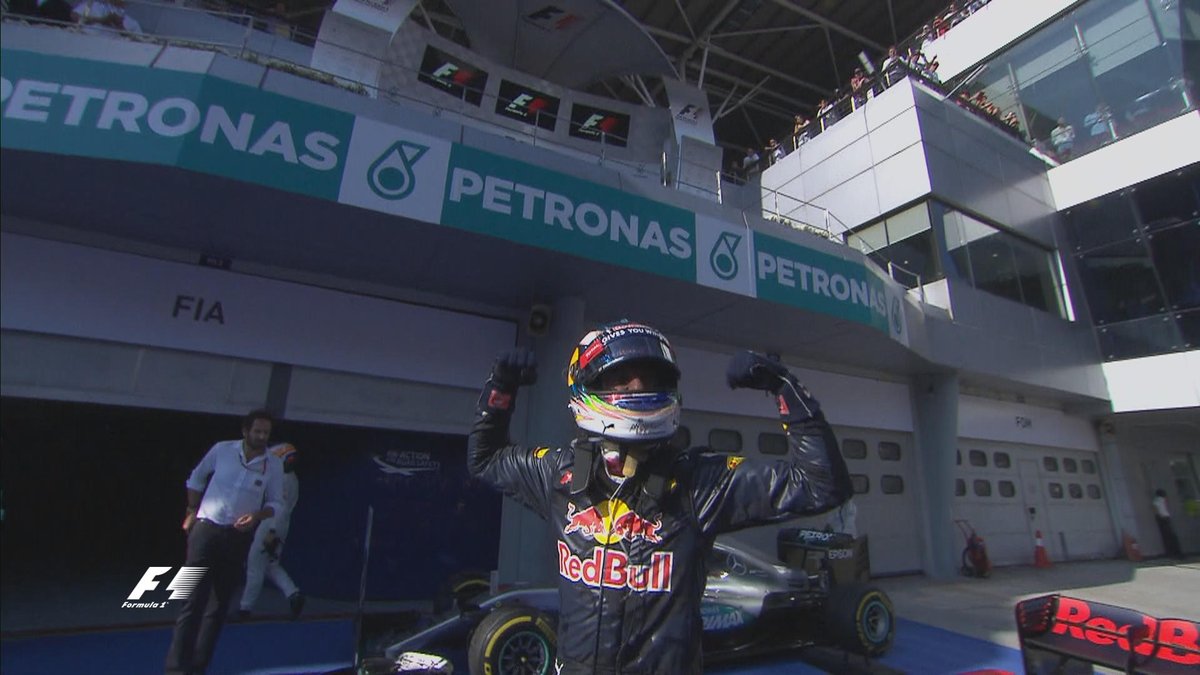 F1's tweet image. 📻 RIC: "I need a drink"

Yes, but out of what @danielricciardo? 👟

#MalaysiaGP 🇲🇾 #F1