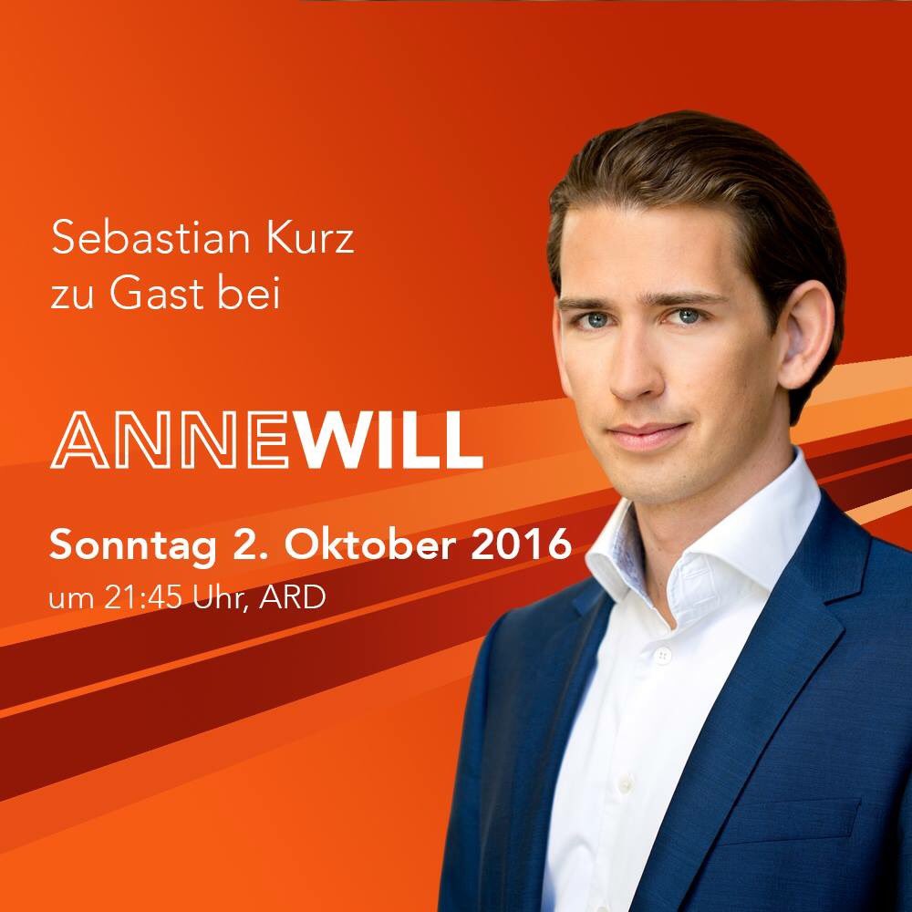 Junge ÖVP (@jungeoevp) on Twitter photo Unser Bundesobmann <a href="/sebastiankurz/">Sebastian Kurz</a> ist heute um 21:45 zu Gast bei @AnneWillTalk im @ARD_Presse. Unser Bundesobmann <a href="/sebastiankurz/">Sebastian Kurz</a> ist heute um 21:45 zu Gast bei @AnneWillTalk im @ARD_Presse.