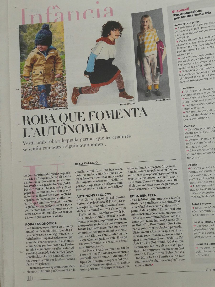 sensibleclothes's tweet photo. I appear in @diariARA @ARAcriatures &amp; I couldn't be more thankful for the article they've written! https://t.co/vmAQYA801k #diariara #kids https://t.co/QHgr3zlShx