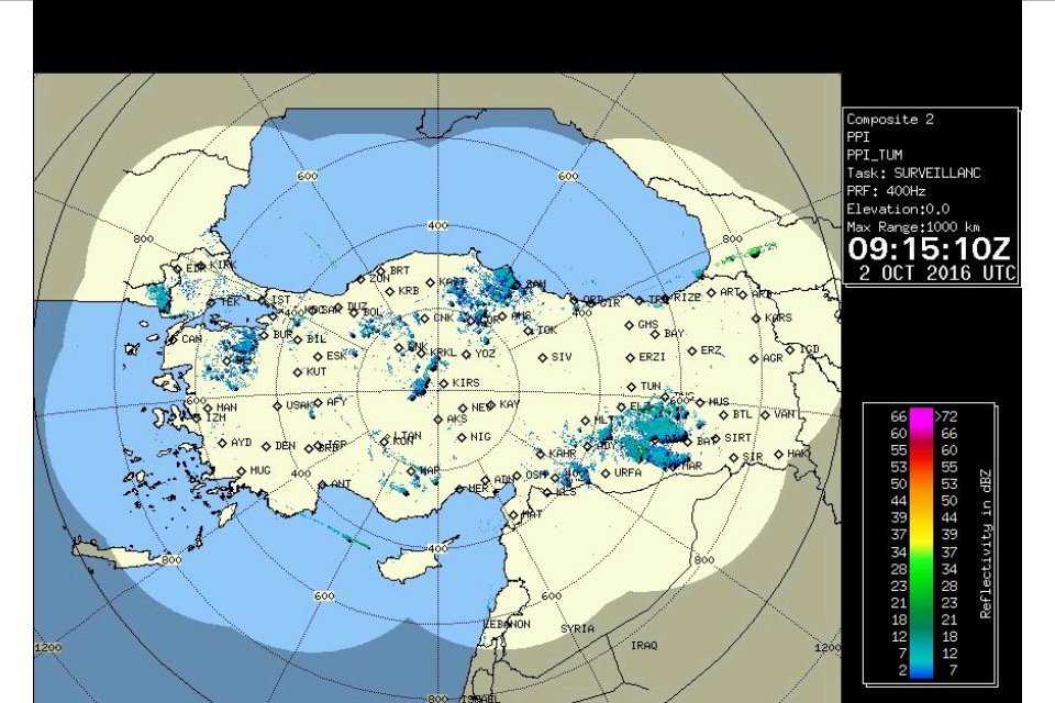 Erzurum radarının da faaliyete geçmesi ile birlikte Türkiye'nin tamamı meteorolojik radar gözetimi altındadır.