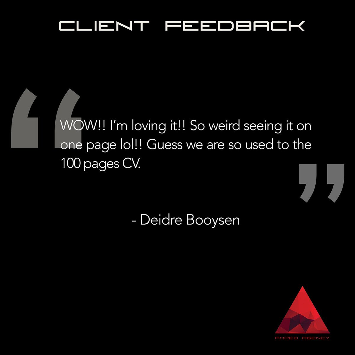 AmpedAgency's tweet photo. They were skeptical too but entrusted us anyway.. Let us design your very own #AmpedAgency #CustomCV today! https://t.co/KBocYxclPe