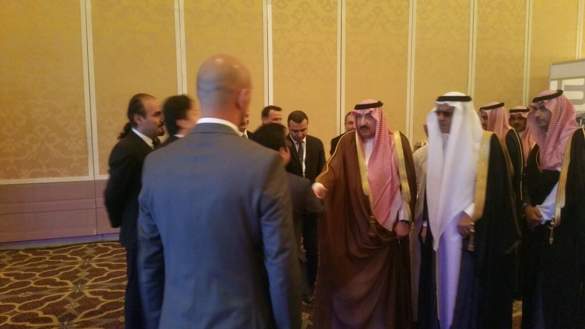 SmarterAirports's tweet photo. HRH Dr. Abdulaziz Bin Nasser Al Saud, arrives at the venue to participate in the Airport Modernization Summit #AMS2016 #SaudiArabia https://t.co/5IlPjqpJKi