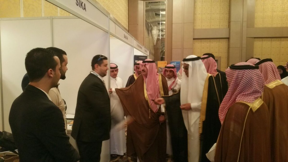 SmarterAirports's tweet photo. HRH Dr. Abdulaziz Bin Nasser Al Saud, interacting with Sponsors @Sika @ the Airport Modernization Summit #AMS2016 #SaudiArabia https://t.co/S9SgbXbZ9O