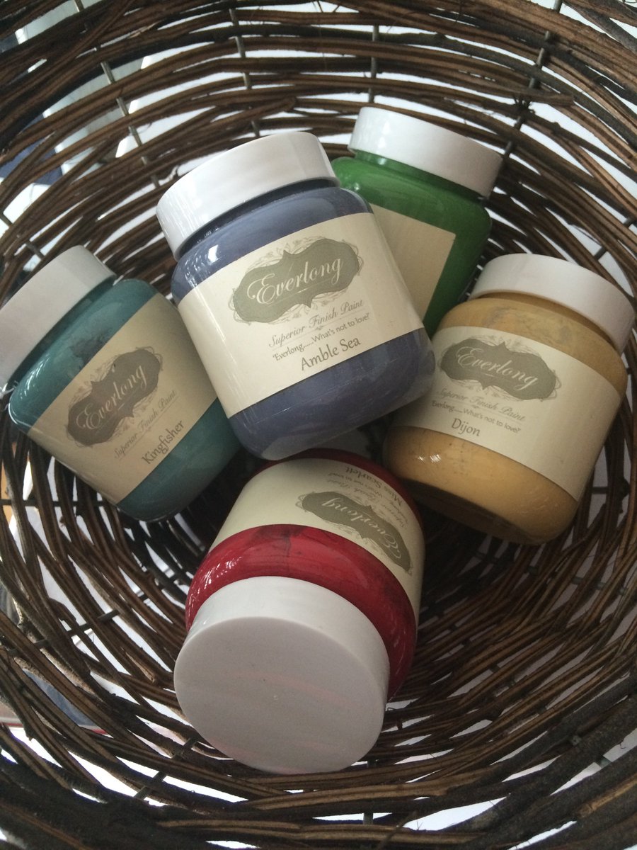 TheHouseofUp's tweet photo. Weekend painting for an #eco homes #upcyclist = big creative high especially when a basket of pretty shades from @EverlongPaint is involved https://t.co/it4GklAAXA