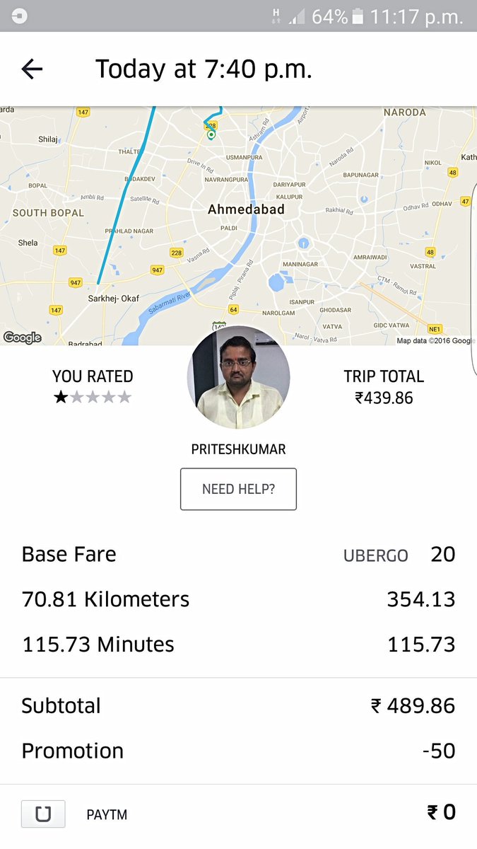 darshan_h_sheth's tweet photo. @Uber @Uber_Support #theif #surge #crook don't talk about cheapest it's one of the biggest expensive taxi companies in the world #HateUber https://t.co/cpJbsAlGnw