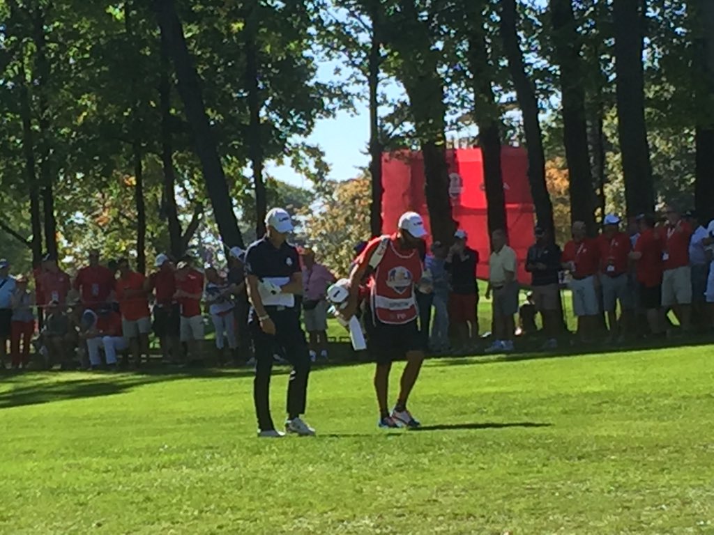Mrdavid43's tweet photo. Spieth walking up five at #RyderCup2016 #GoUSA 🇺🇸 https://t.co/lOdScLnDTh