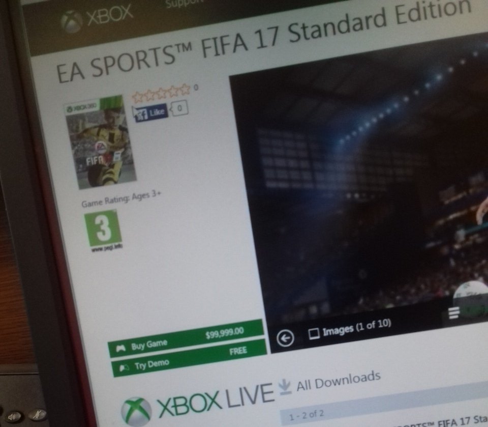 ThatGamerkidd's tweet image. Why does Fifa 17 say $99,999.00 for Xbox 360 😂😅