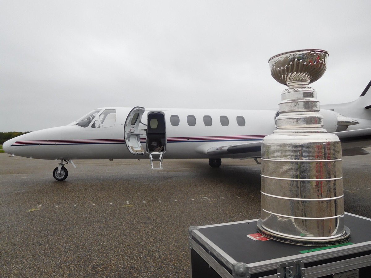 NHL's tweet photo. Planes and automobiles later, the #StanleyCup has landed in Marquette, MI for some @HockeyvilleUSA community surprises. https://t.co/wdrqHvIcA0