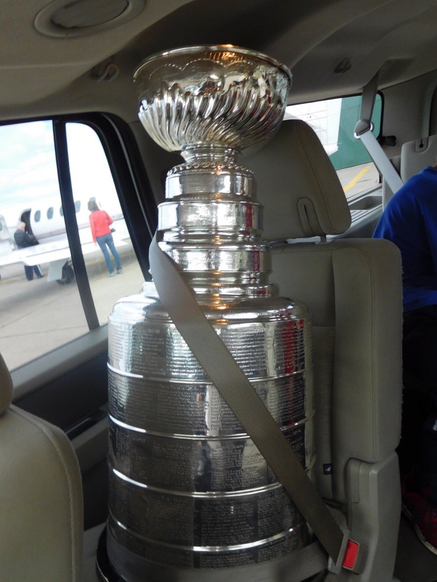 NHL's tweet photo. Planes and automobiles later, the #StanleyCup has landed in Marquette, MI for some @HockeyvilleUSA community surprises. https://t.co/wdrqHvIcA0