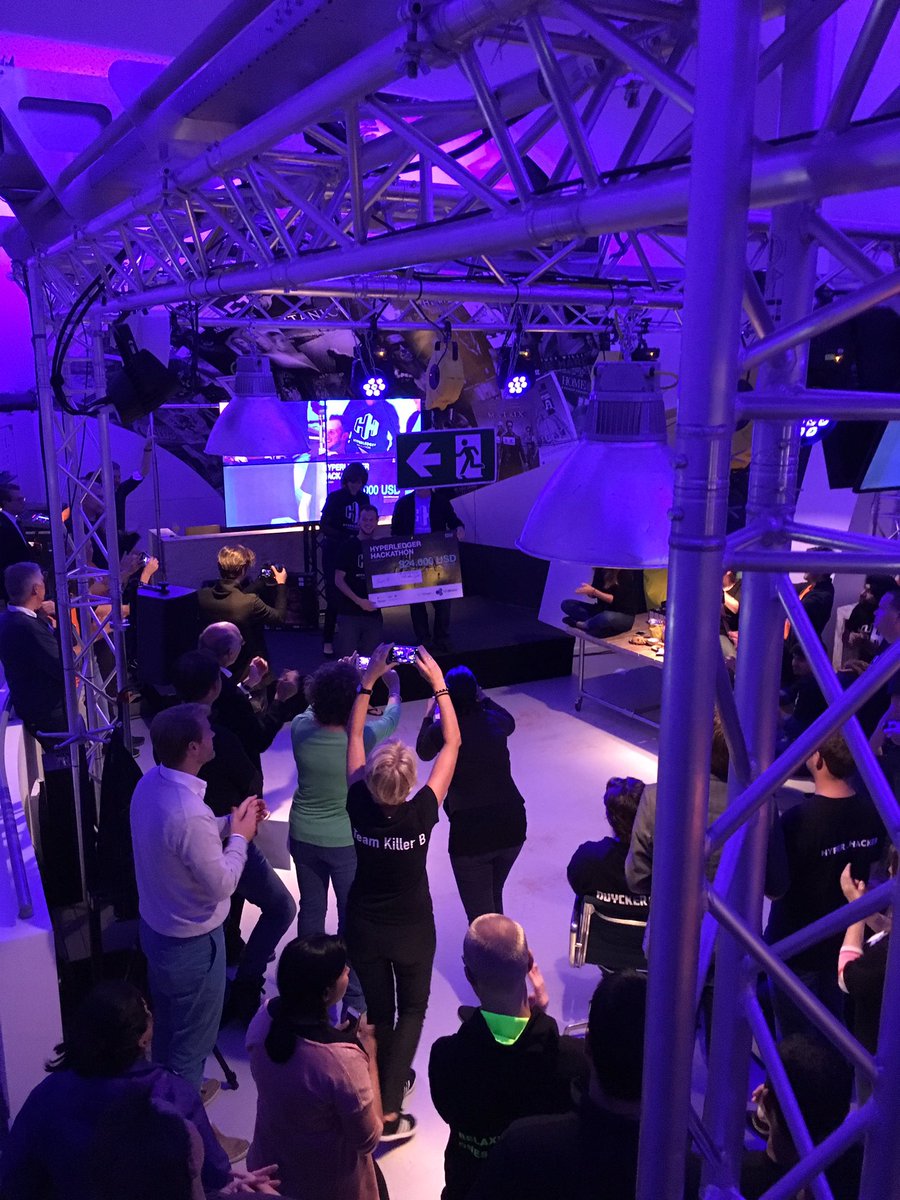 EdCig001's tweet photo. Congrats to all winners of the hyperleger hackathon. Well done!! 👍🏻🎉😀#hackiton https://t.co/LIAHw2Bz01