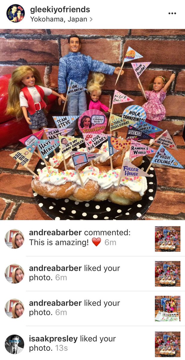 Columbo25's tweet photo. 😍OMG🤗 MY BOSS🍕@andreabarber @Isaakpresley Thanks 4 ur likes & comment on IG❤️🏡 #GibblerStyle #FullerHouse #CupCakeFlags #FullerHouseFanArt https://t.co/V1MospZ6u3