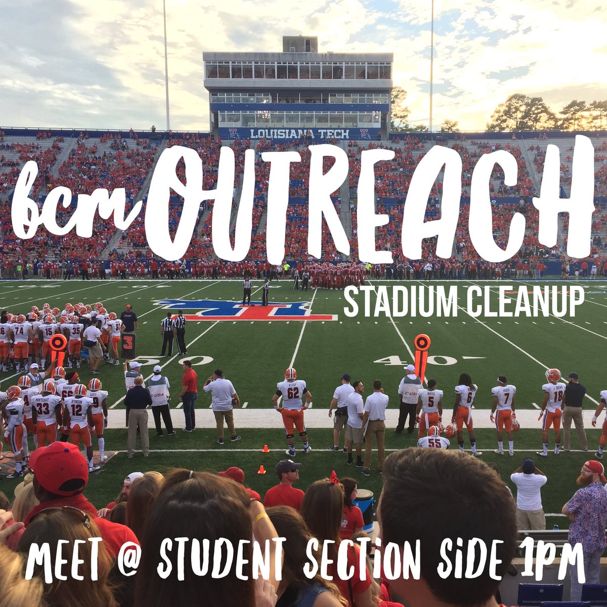Wanna serve LaTech (behind the scenes) Sports Staff TODAY?! Meet us at the stadium at 1! ❤️🐶💙🏈