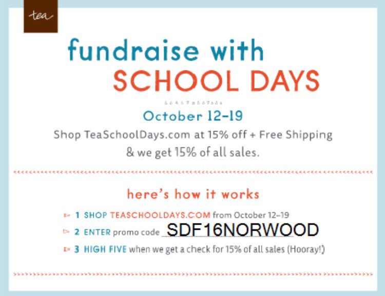Check out TeaSchoolDays.com from Oct 12-19! Use our code and 15% of sales will go to support our program! Spread the word!