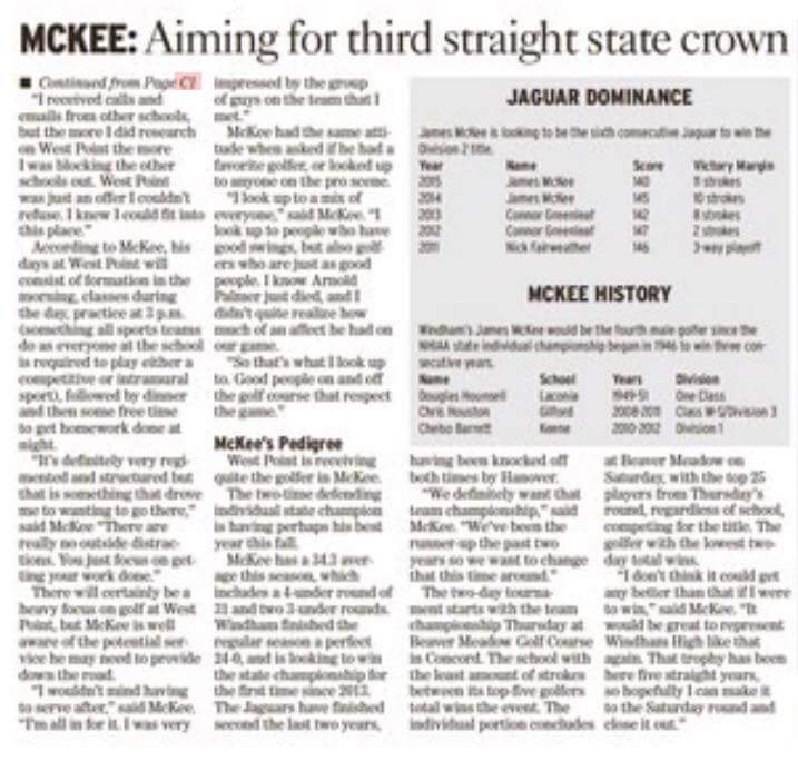 Big week for James and <a href="/WindhamHighGolf/">WHS Golf</a>  <a href="/NHIAA_LOA/">NHIAA</a> 
#jagpride #DutyHonorCountry