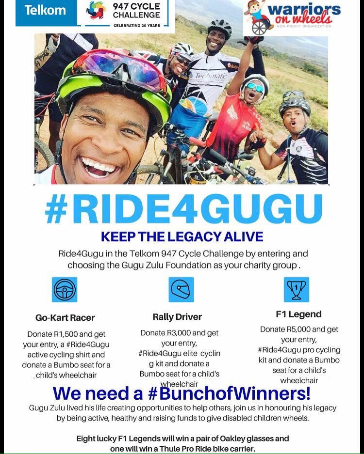 Have you entered @947Cycle ? We encourage everyone to ride in honour of a legend <a href="/GuguZulu/">Gugu Zulu</a> #rideforgugu #legacy