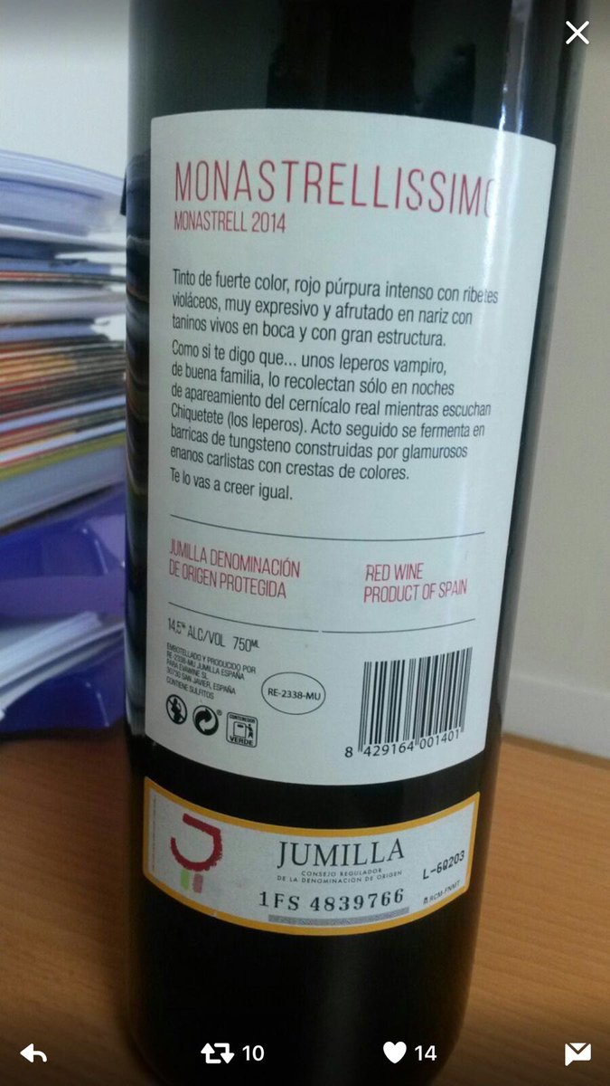___Elpelao's tweet photo. Espectacular vino https://t.co/ulyQgCy0jM