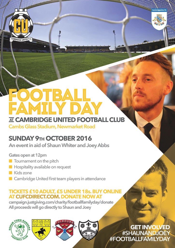 SohamTownRanger's tweet photo. One week today, tickets still available from https://t.co/oP5oGuzhOc

#ShaunandJoey #FootballFamilyDay https://t.co/ll05Q1yYvf