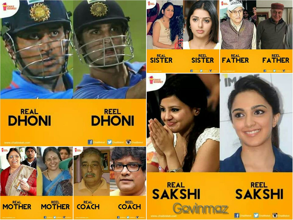 GovinMaz's tweet photo. Real &amp; Reel Characters Of #MSDhoniTheUntoldStory !! 

@msdhoni @itsSSR :) https://t.co/xuNMDClp4c