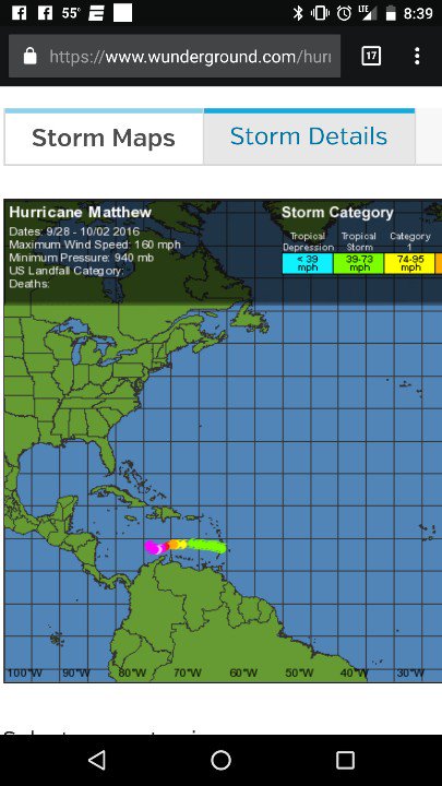 jfriend01's tweet photo. #HurricaneMatthew had started making its turn north. Jamaica and Haiti under hurricane warnings. #stayweatheraware https://t.co/vMCldvIoaR