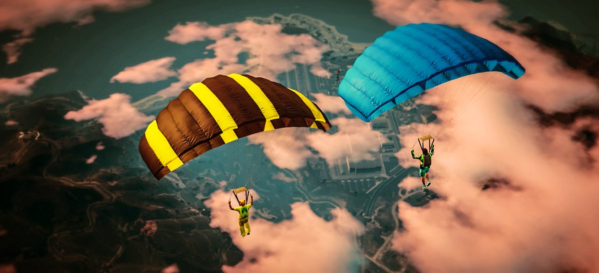 SkyChildrenCrew's tweet photo. *Sky Brothers* Foo-Hurru and EpicLeftz *High Pull* @RockstarGames #GTAV #GTAOnline #GTA5 #Snapmatic #SKYZ #parachute #PS4 #MMO #skydive https://t.co/w47MnmbmxG