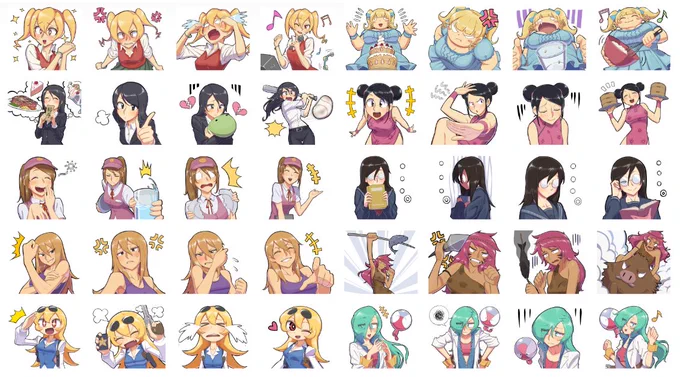 LINEスタンプ第2弾を審査に出しました～。今回は10キャラ分の喜怒哀楽がセットになったスタンプです。通過した場合はすぐにリリース及び告知をする予定ですので、よろしければお買い求めくださいませ…。 