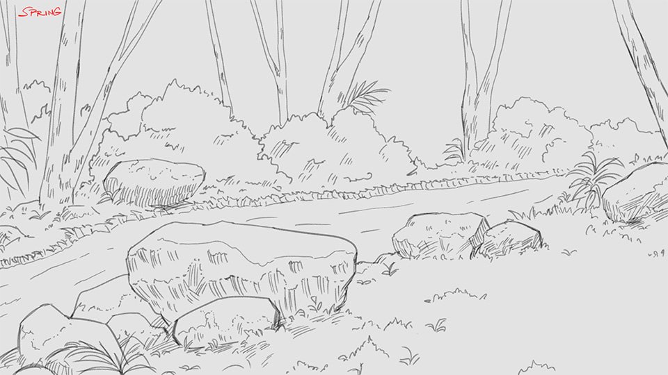 Today's #yurijam progress: Expanded the story outline and drew some BG layouts! Trying a different approach for BG production this time.