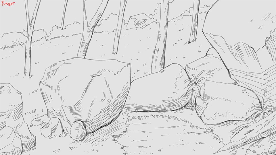 Today's #yurijam progress: Expanded the story outline and drew some BG layouts! Trying a different approach for BG production this time.