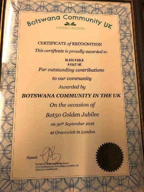 blacknboldhouse's tweet photo. Thank you to the Botswana community in the Uk for this recognition #blacknboldmagazine https://t.co/FIlIcRhauO