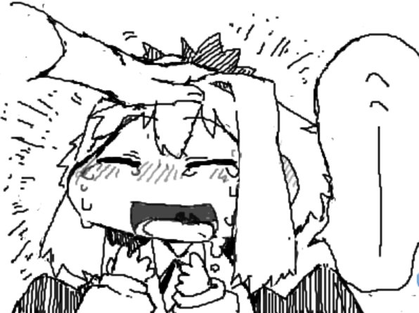 泣いてるところをなでるの図 