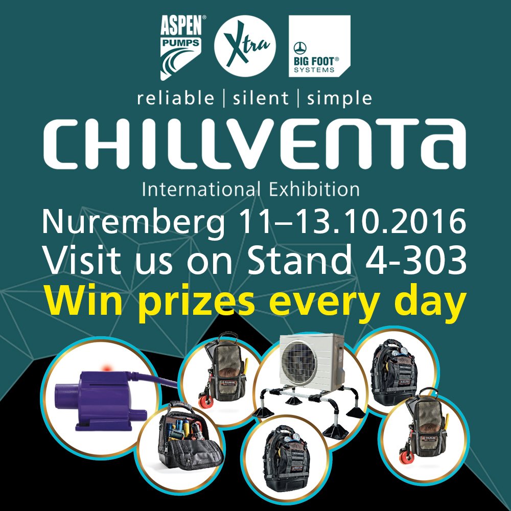 aspenpumpsgroup's tweet photo. Just over a week to go now until @Chillventa! Come &amp; see us on stand 4-303 for a chance of winning some great prizes! #hvac #microv https://t.co/A8lapoS3ir