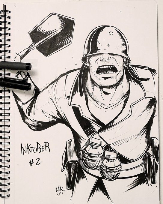 2nd Inktober. Soldier from Team Fortress 2, for "noisy"
#inktober #inktober2016 