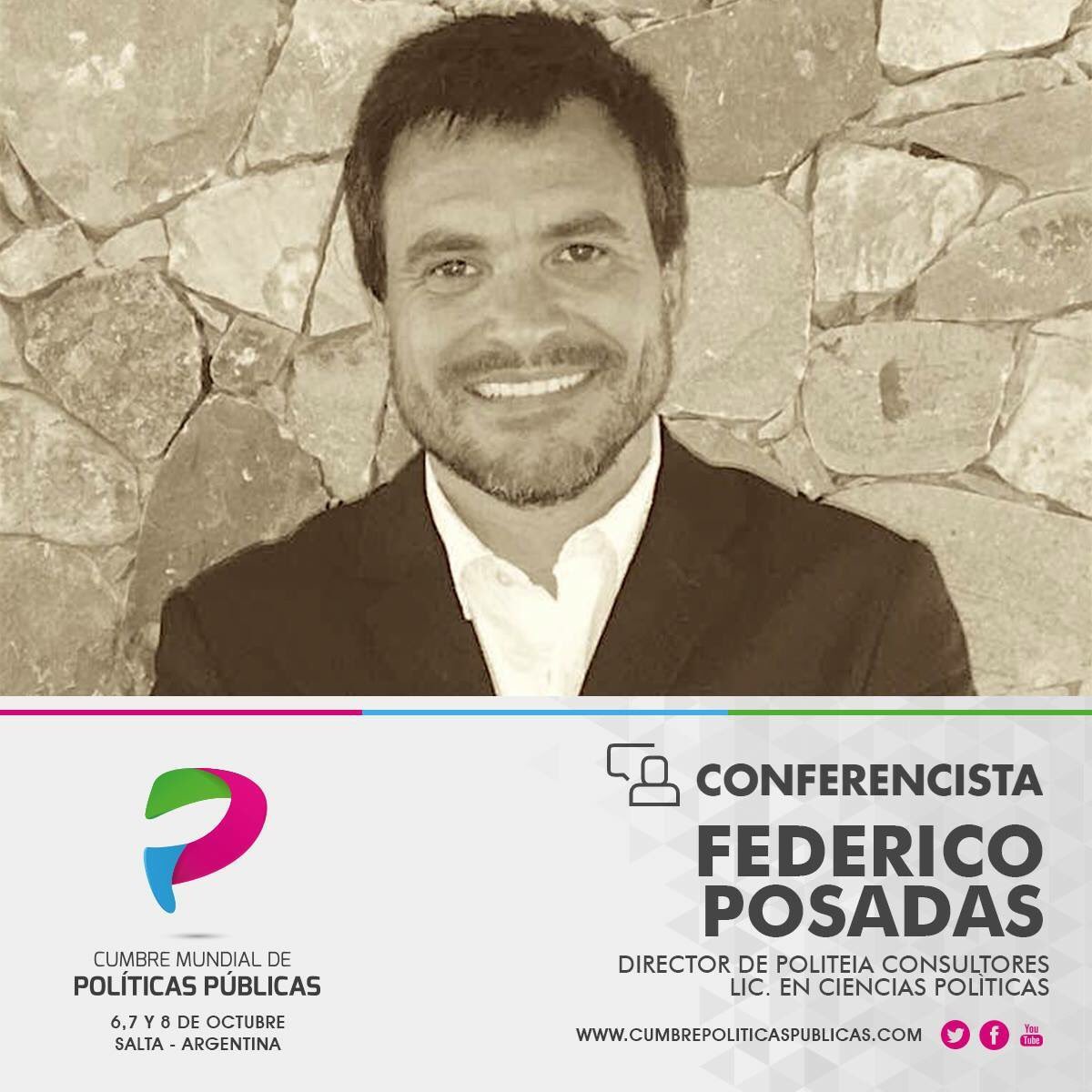 Federicoposadas's tweet photo. El viernes 7 de octubre hablaré sobre "Políticas Públicas y cambios de consciencia colectiva" en la #CumbreDePoliticasPublicas #Salta https://t.co/FcVuQVSku6