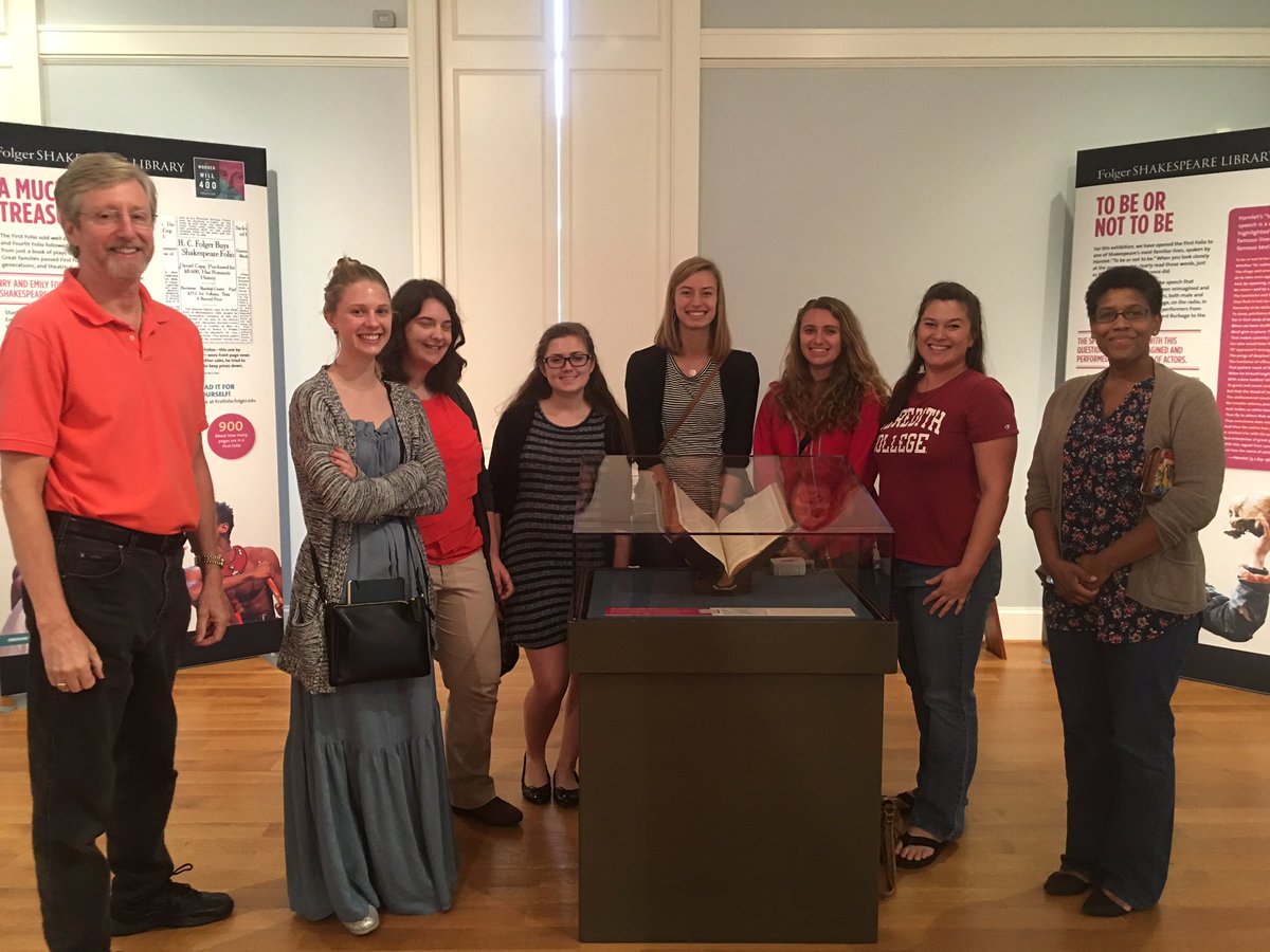 UVALibrary's tweet photo. Prof Garry Walton & students from Meredith College stopped by Harrison/Small to see the #FirstFolio yesterday. Open today 1-5! #hoosfolio https://t.co/uQdIv3AMgv