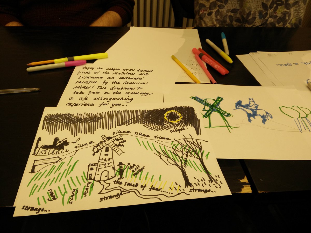 TomUCN's tweet photo. Our quick fire description of the Malicious Miller and his human sacrifice opportunity from the creative writing workshop. #dlaberasmus https://t.co/kt60AxD6xs