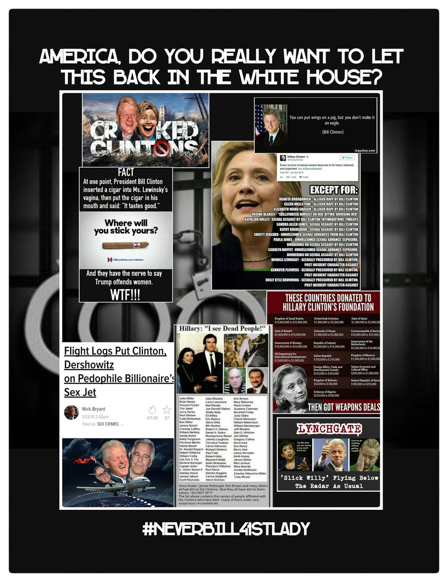 HilaryForTrump's tweet photo. @Women4Trump @nypost
Letting the Clintons back in the White House is just plain criminal!
#NeverHillary #MAGA #NeverBill
#LockHerUp https://t.co/gJJrZbjP8p