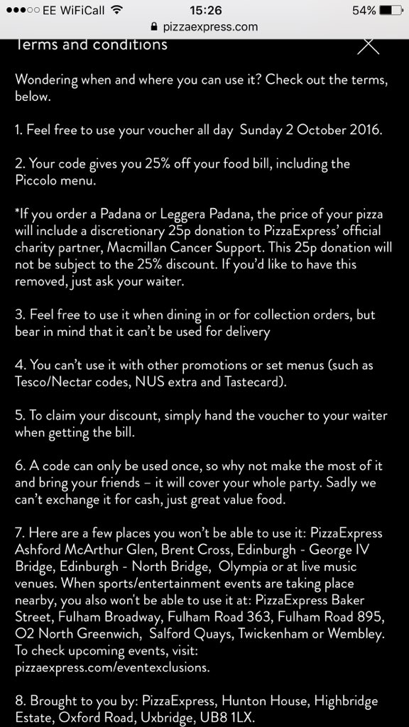 gemgem_2015's tweet photo. @PizzaExpress this code didn't work at White City until 5pm? Nothing in the terms and conditions? https://t.co/fE95xElCK0