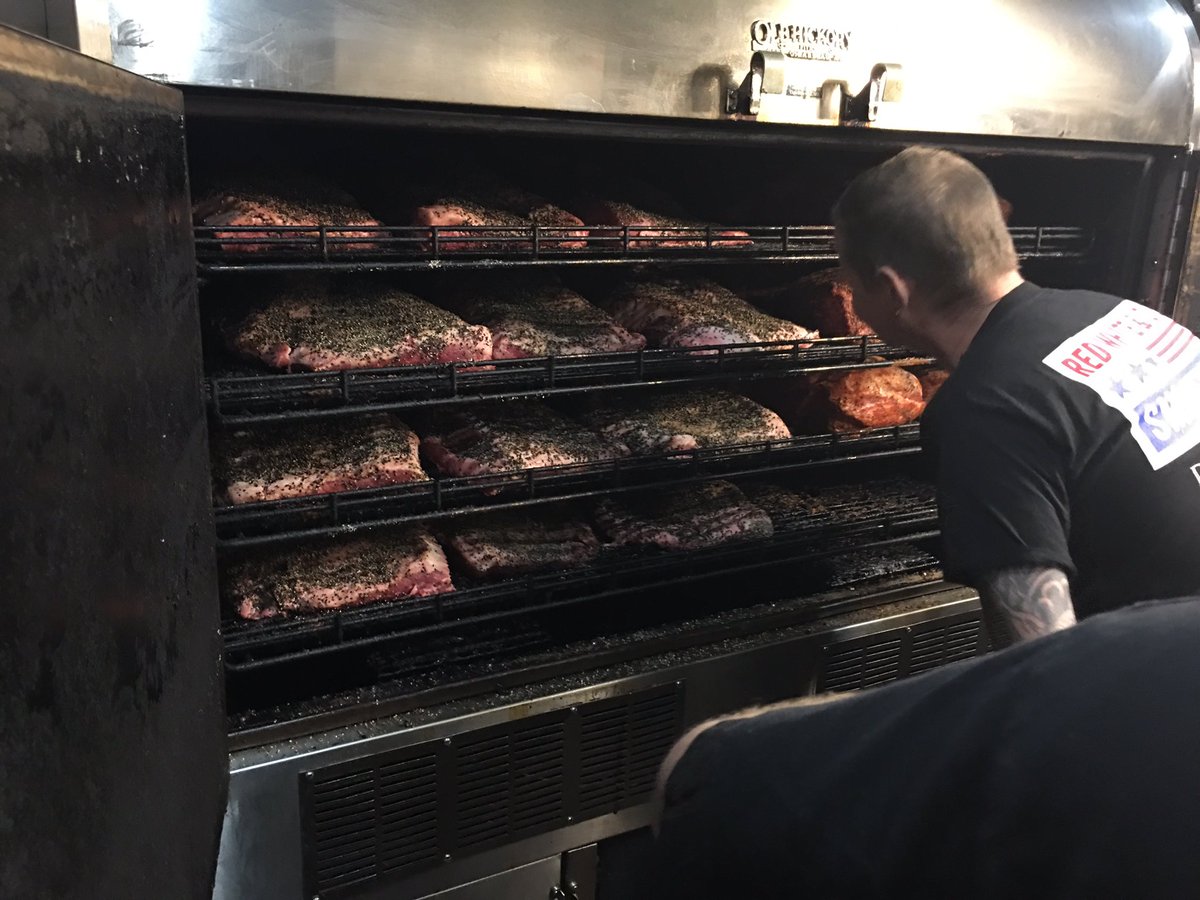RedWhiteQue's tweet photo. All of the brisket loaded up from last night in prep for today. #slowsmoked #veteranowned #bbq #brisket #nj #eatlocal #redwhiteandqueme https://t.co/rLIjz7iHBI