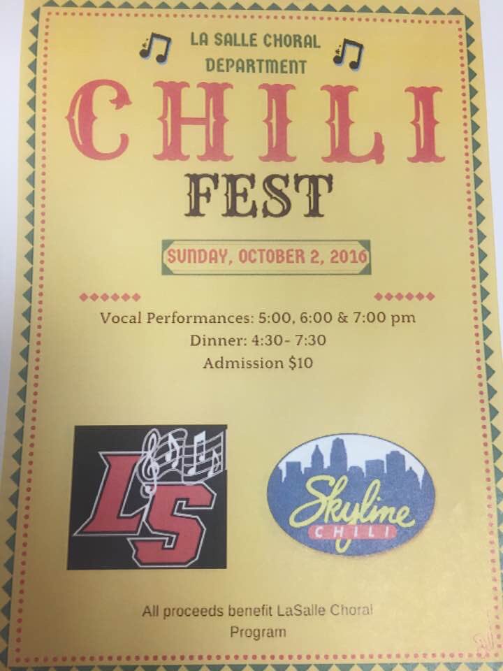 Chili Fest today. A chance to enjoy great vocal performances &amp; food under the direction of Mrs. Cindy Webb