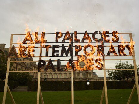 MannerheimGall's tweet photo. OH LA LA LAND artist, @MontgomeryGhost set the Louvre alight with his fire poem at Each x Other's show on Friday. #ParisFashionWeek https://t.co/UEW1dvKs0y