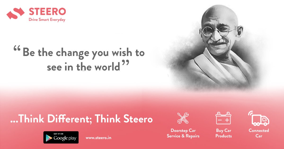 steeroapp's tweet photo. Paying homage to the Bapu of our nation on his birthday. This Gandhi Jayanti choose transparency unseen before in the car care industry. https://t.co/48NwAoU1YQ