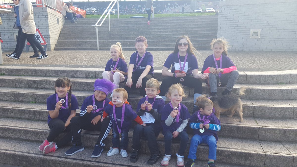 NicAndrews1970's tweet photo. Newcastle kids after finishing the bridges walk in Newcastle nearly 7 miles so proud well done in aid of kidney research https://t.co/EqmNy20uOa