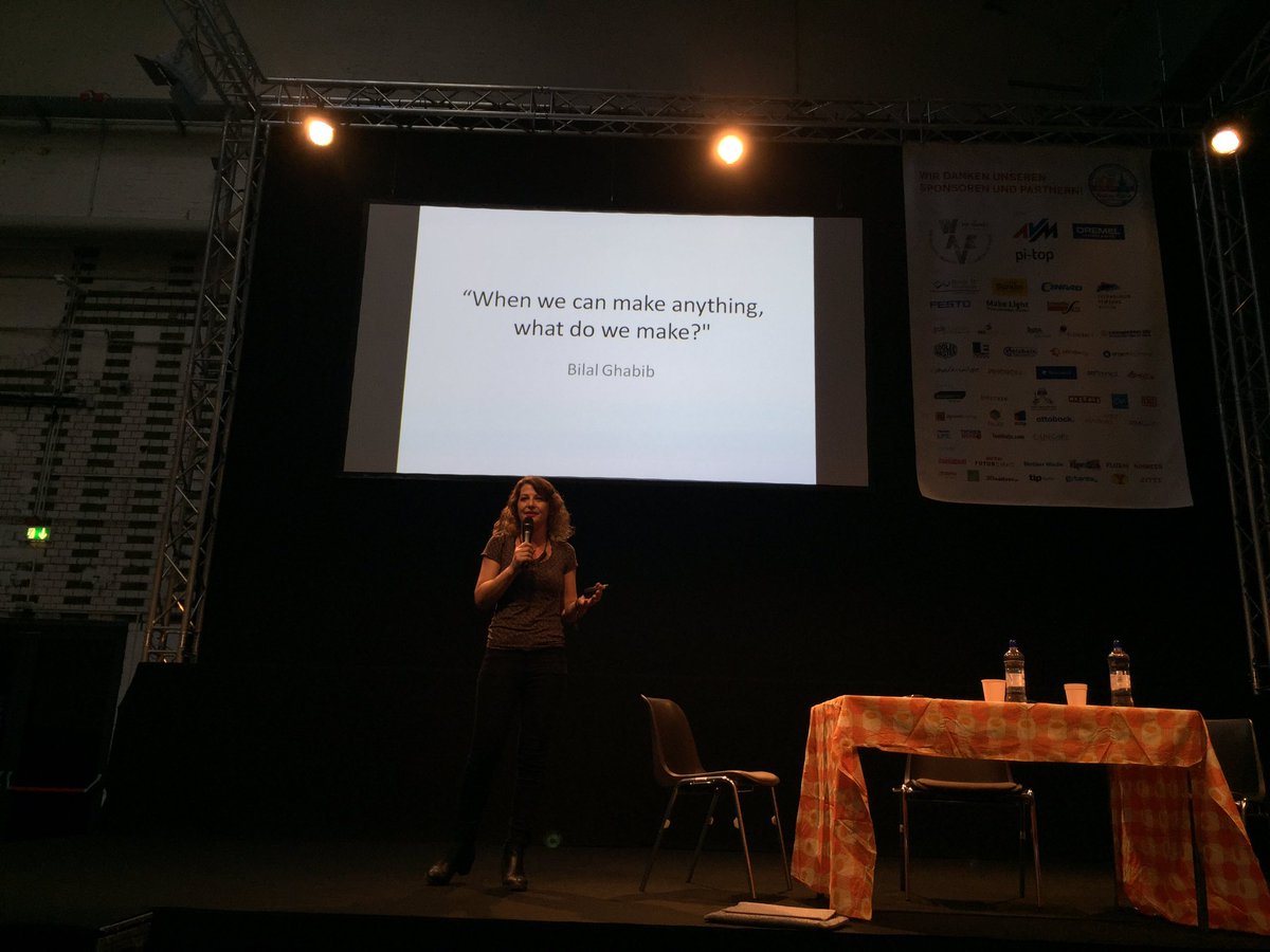 weareGIG's tweet photo. "When we can make anything, what should we make?" @bilalghalib @geralbine @MakerFaireBER #gig16 #MFR16 https://t.co/1rJeSWLAFl